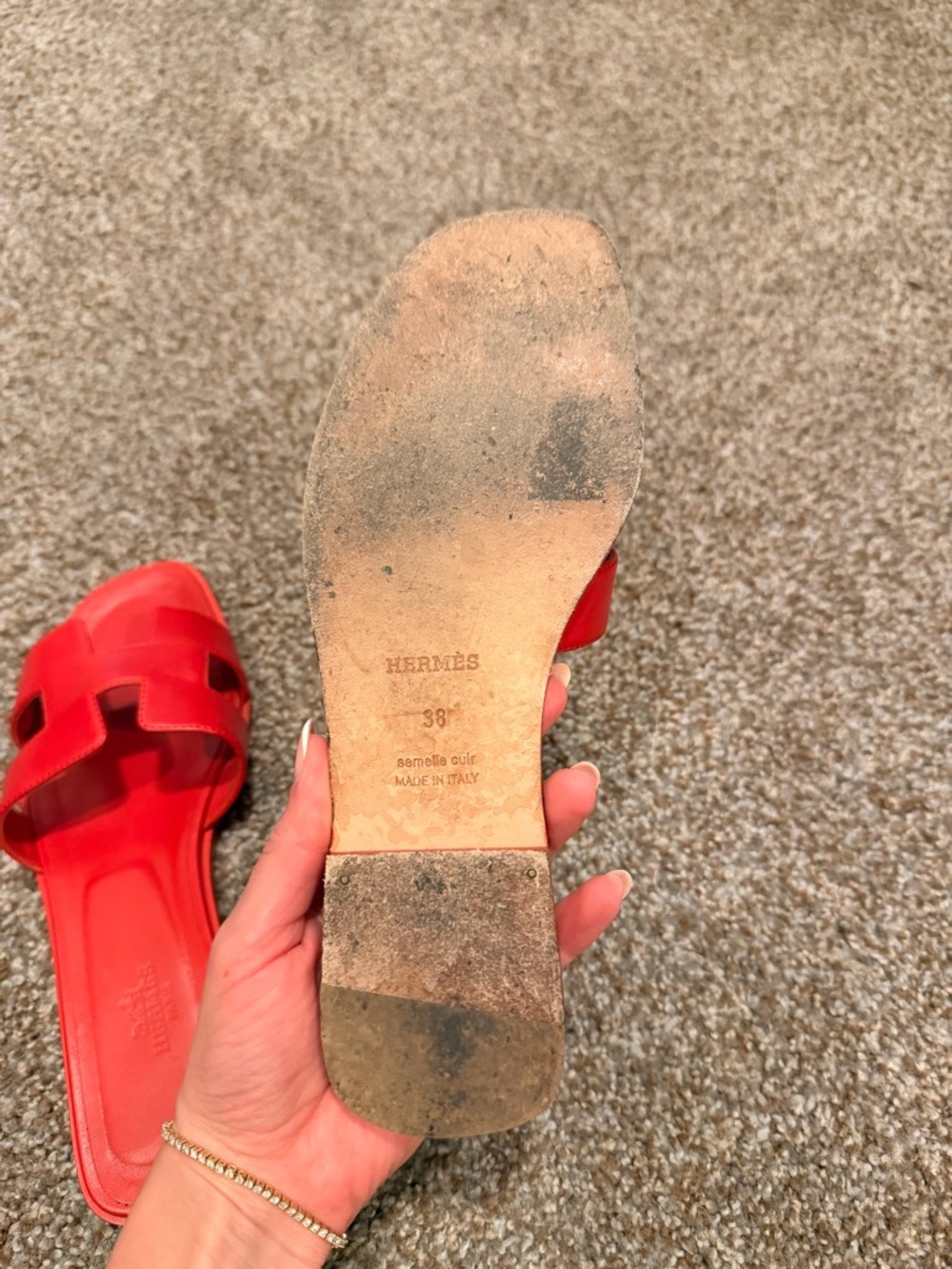 Hermes Oran RED sandals 38 - Picture 5 of 10